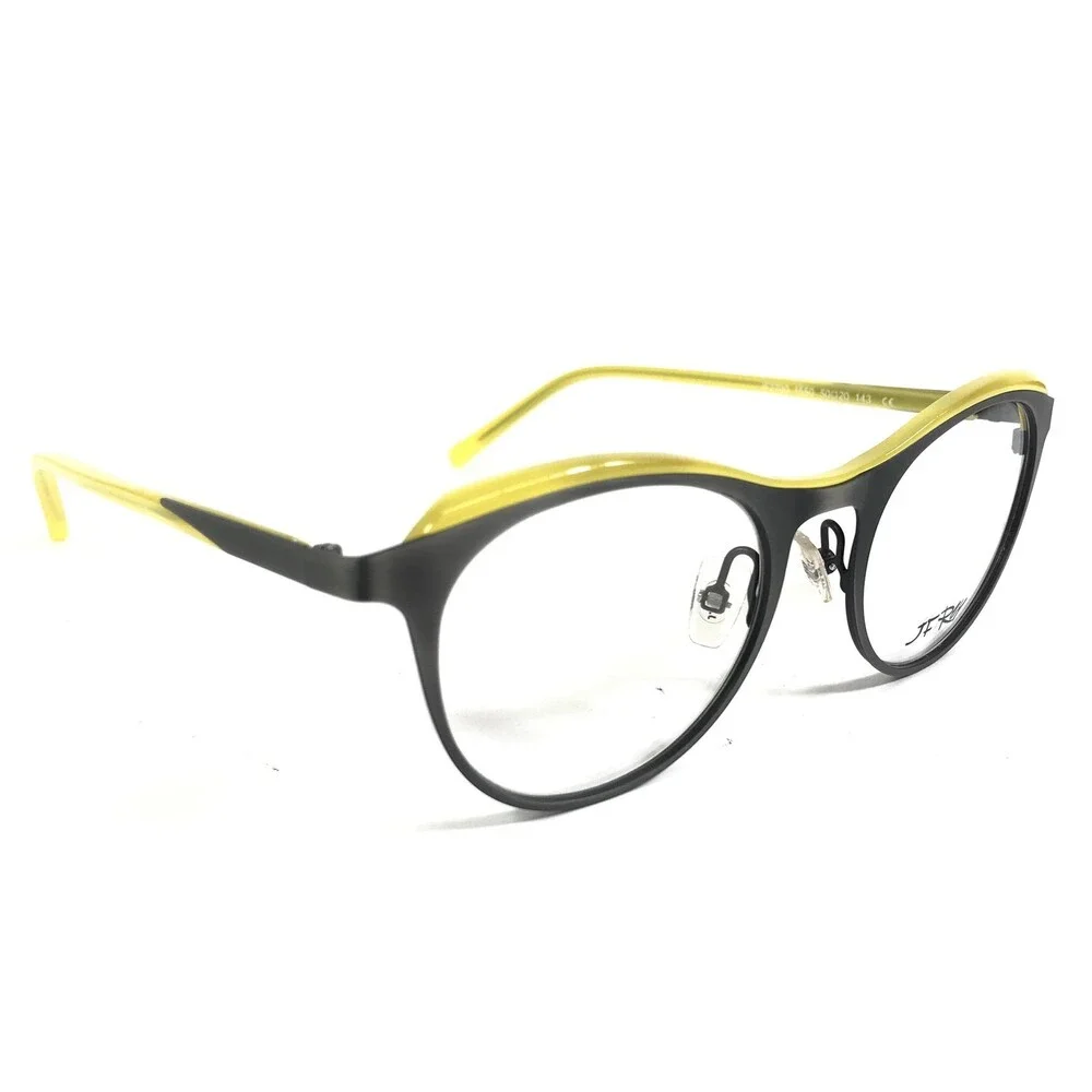 JF Rey Eyeglasses Frames JF2790 1550 Brushed Silver Yellow Cat Eye 50-20-143